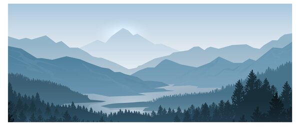 Kép - a hegyek grafikája (120x50 cm)