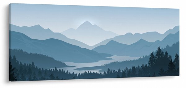 Kép - a hegyek grafikája (120x50 cm)