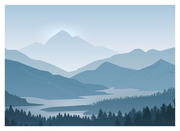 Kép - a hegyek grafikája (70x50 cm)