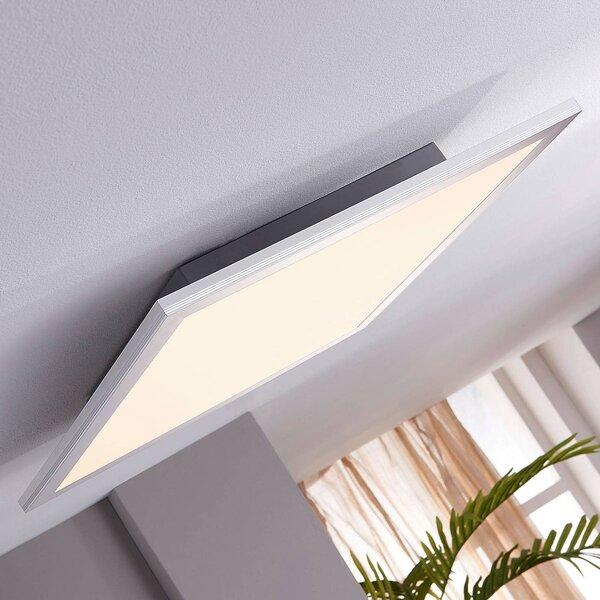 Lindby LED panel Livel, 2 darabos szett, 4,000 K, 40 x cm, ezüst színű, Alu / szürke / cink, Konyha, Műanyag, Modern