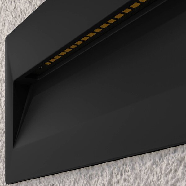 Lucande LED beépíthető fali lámpa Loya, 23 x 8 cm, szürke, IP54, Fekete, Alumínium, Modern