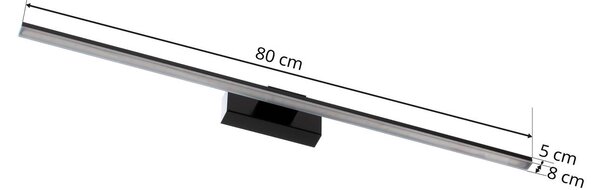 MCJ LED fali lámpa Miroir 80 cm fekete 3000K, Fekete, Fürdőszoba, Alumínium, Modern