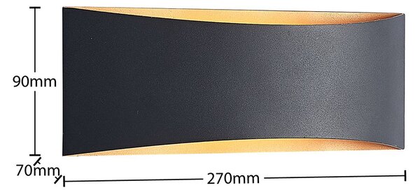 Arcchio LED fali lámpa Jelle, 27 cm, fekete/arany, fel/le, le/fel, Fekete, Nappali / Étkező, Alumínium, Modern
