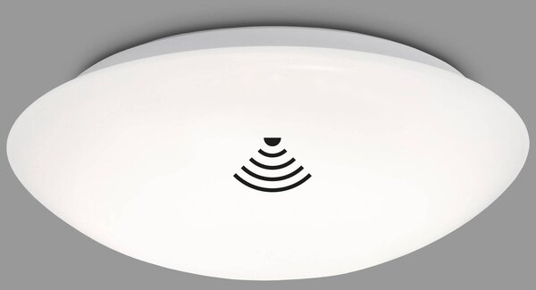 Briloner LED szenzoros mennyezeti lámpa Elipso IP44 4,000K Ø28cm, Fehér / opál, Fürdőszoba, Műanyag, Modern