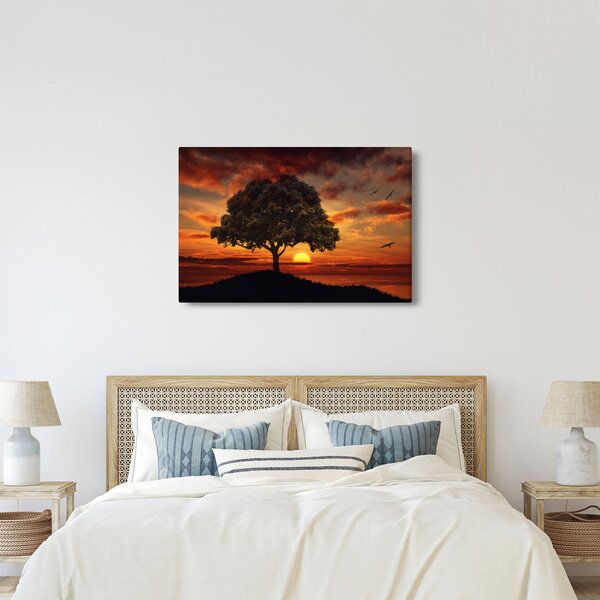 Fa képe naplementével (90x60 cm)