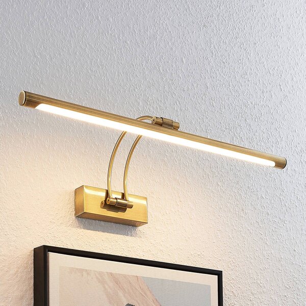 Lucande LED-es képvilágítás Dimitrij, ívelt, sárgaréz, fém, Bronz / antik sárgaréz, Nappali / Étkező, fém, Antik