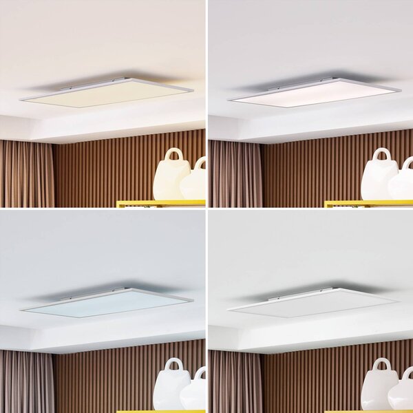 Lindby LED panel Lamin, fehér, 80 cm, CCT, fényerőszabályzó, távirányítóval, dimmelhető, Fehér / opál, Nappali / Étkező, Modern