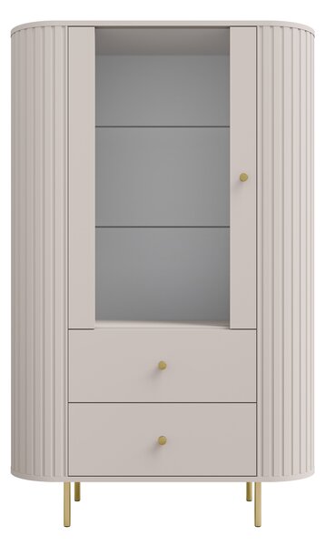 Lento vitrinszekrény 98 cm fiókokkal - homokbézs