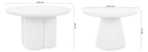 Clav dohányzóasztal 60 cm és Cylindus dohányzóasztal 80 cm - bézs