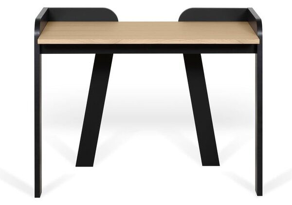 Fekete íróasztal tölgyfa dekoros asztallappal - TemaHome