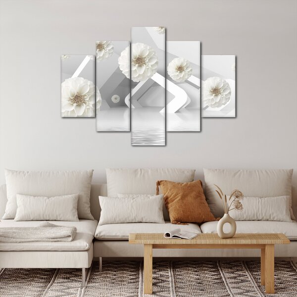 Absztrakt kép fehér virágokkal (150x105 cm)