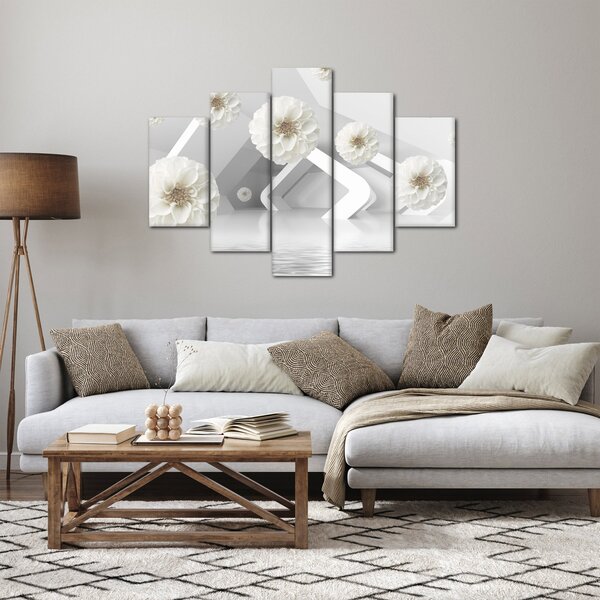 Absztrakt kép fehér virágokkal (150x105 cm)