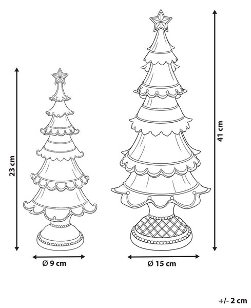 Kétdarabos karácsonyi dekoráció szett ASPO 32/41 cm Karácsonyfa Törtfehér/arany