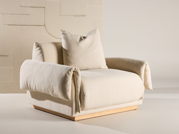 Fotel Dallas 4983, Kárpit, 82x95x118cm, Bézs, Tölgy, Fenyő