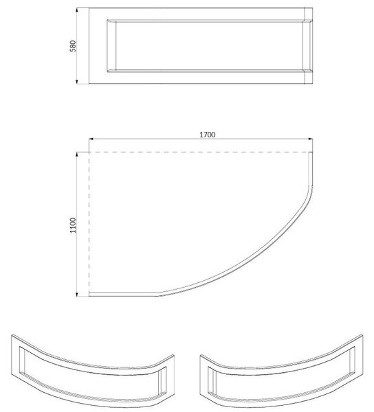 Cersanit Kaliope, kád előlap 170cm jobb/bal, fehér, S401-127