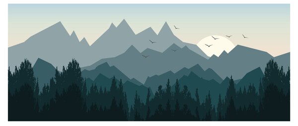Kép - Hegyek grafikus szemmel (120x50 cm)
