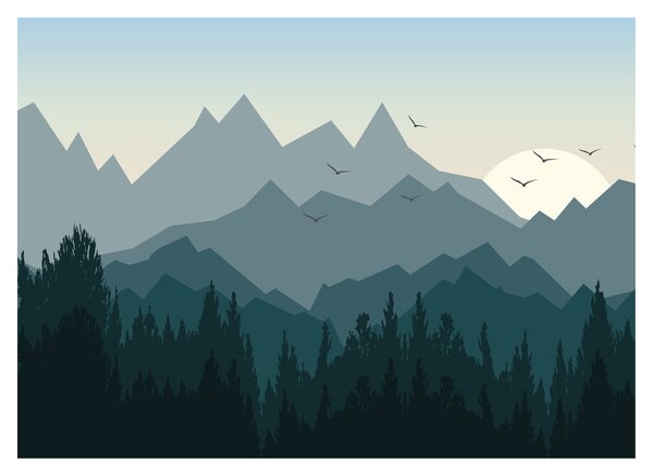 Kép - Hegyek grafikus szemmel (70x50 cm)