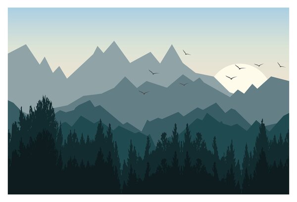 Kép - Hegyek grafikus szemmel (90x60 cm)