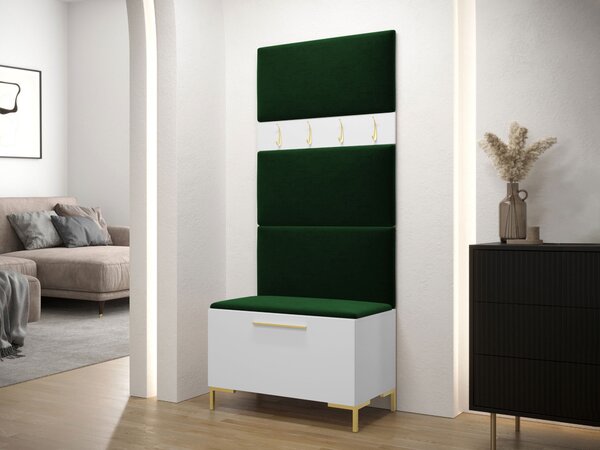Előszoba garnitúra Nomal III, 196x84x46cm, Fehér, Laminált forgácslap, Kárpit
