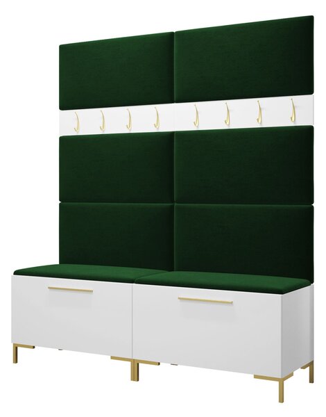 Előszoba garnitúra Nomal II, 196x168x46cm, Fehér, Laminált forgácslap, Kárpit