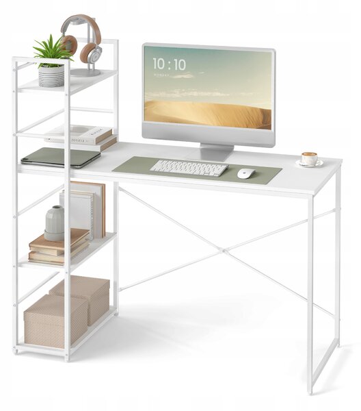 Íróasztal MAX 4.0 polccal, 120x44 cm, fehér