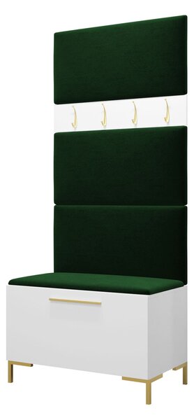 Előszoba garnitúra Nomal III, 196x84x46cm, Fehér, Laminált forgácslap, Kárpit