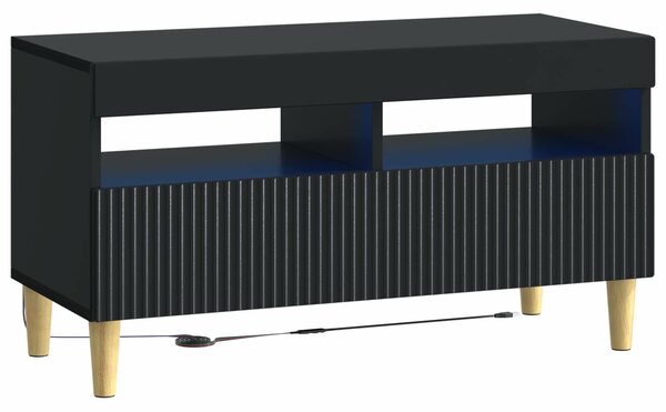 VidaXL 5 darabos LED TV szekrény Fekete Szerelt Fa