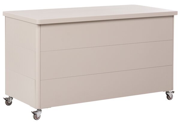 Párnatartó láda KYMI 136 cm 55 cm Fém kerekekkel Bézs