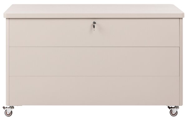 Párnatartó láda KYMI 136 cm 55 cm Fém kerekekkel Bézs