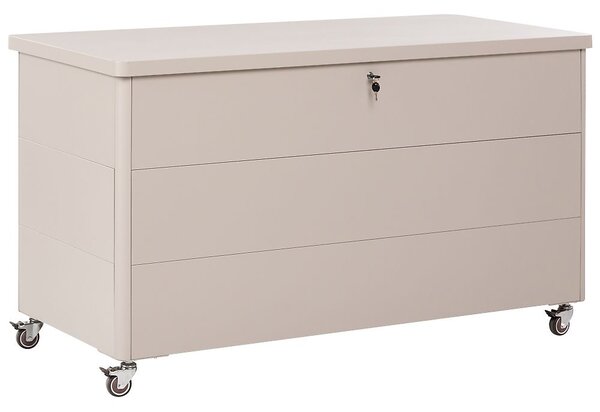 Párnatartó láda KYMI 136 cm 55 cm Fém kerekekkel Bézs