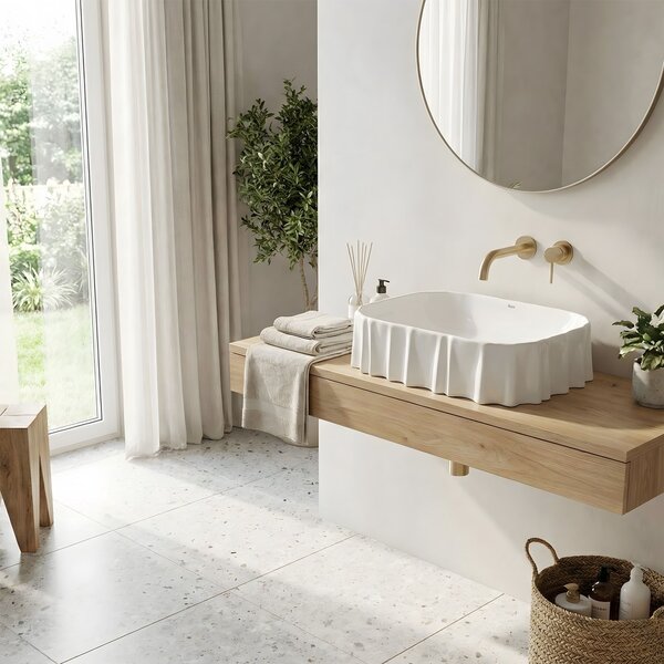 Rea Atria, pultra szerelhető mosdó 500×400×140 mm, fényes fehér, REA-U3503