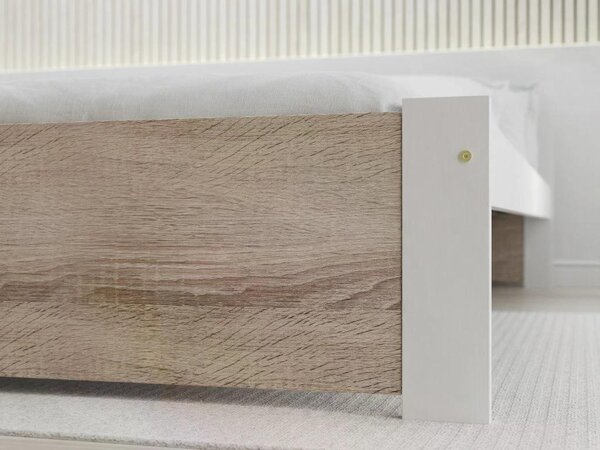 Ágy IKAROS 80 x 200 cm, fehér/sonoma tölgy Ágyrács: Ágyrács nélkül, Matrac: Matrac nélkül