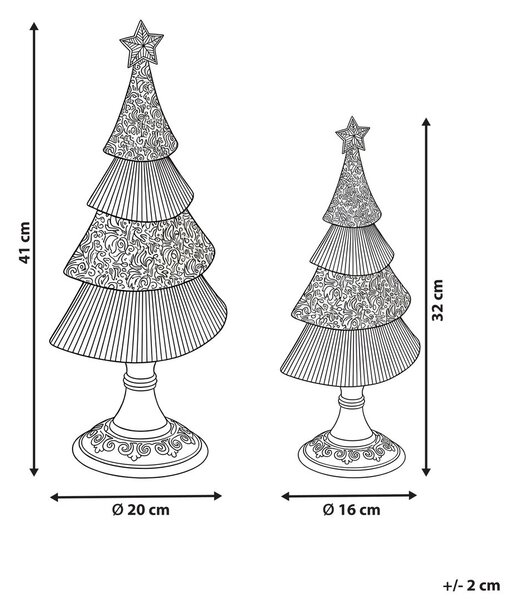 Kétdarabos karácsonyi dekoráció szett ERVASTI 32/41 cm Karácsonyfa Arany