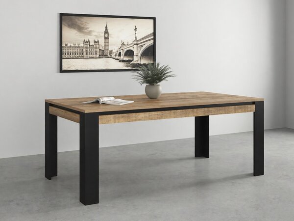 Asztal Melmava 104, 77x100cm, Fekete, Tölgy