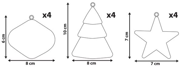 12 darabos karácsonyfadísz szett GIDEALVEN Papírmasé Piros/fehér