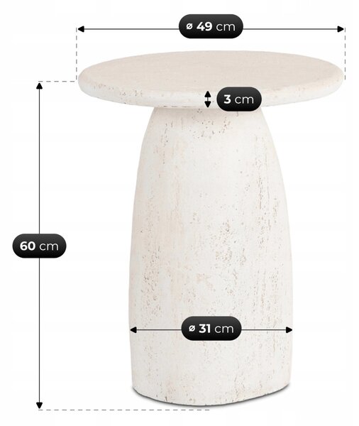 Modern dohányzóasztal REES 49 cm, krémbézs