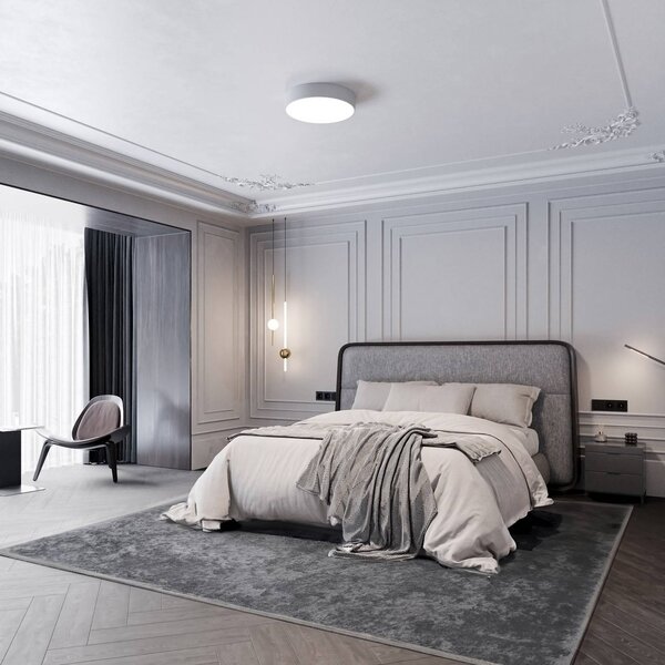 TEMAR LIGHTING Cleo 400 mennyezeti lámpa, Ø 40 cm, szürke, dimmelhető, Alu / szürke / cink, Nappali / Étkező, fém, Modern
