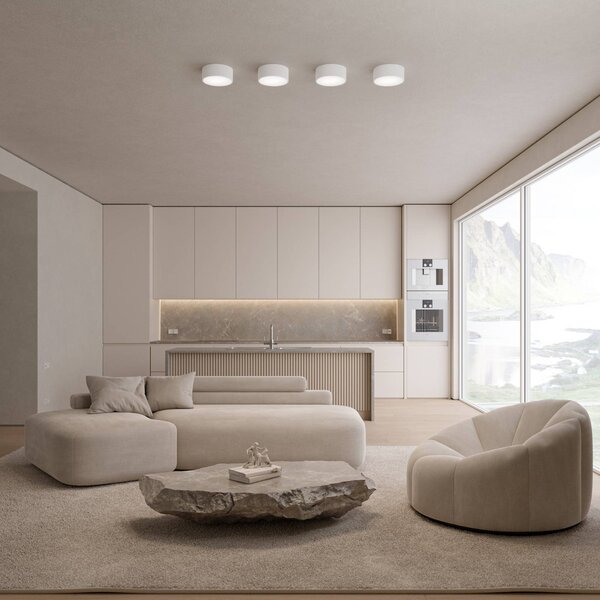 TEMAR LIGHTING Cleo mennyezeti világítás, Ø 20 cm, IP54, fehér, fém, E27, dimmelhető, Fehér / opál, Fürdőszoba, fém
