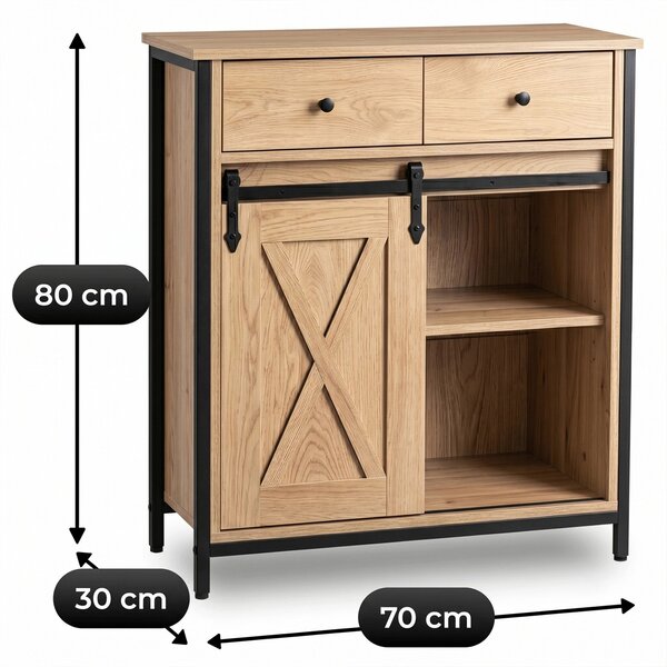 COLE 70 cm-es komód fiókokkal, tölgy/fekete színben