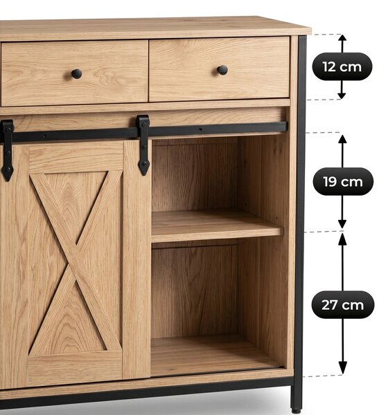 COLE 70 cm-es komód fiókokkal, tölgy/fekete színben