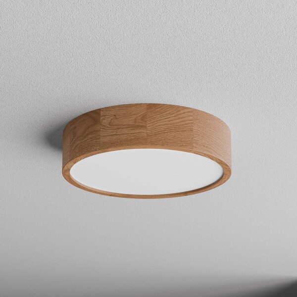 TEMAR LIGHTING Cleo DR375 mennyezeti világítás, IP54, Ø 37,5 cm, tölgyfa, E27, dimmelhető, Világos fa, Fürdőszoba, Fa