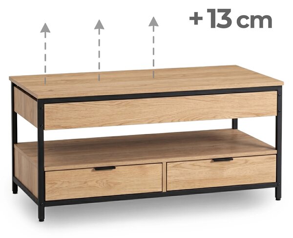 Bővíthető dohányzóasztal LUCA 100 cm, tölgy/fekete