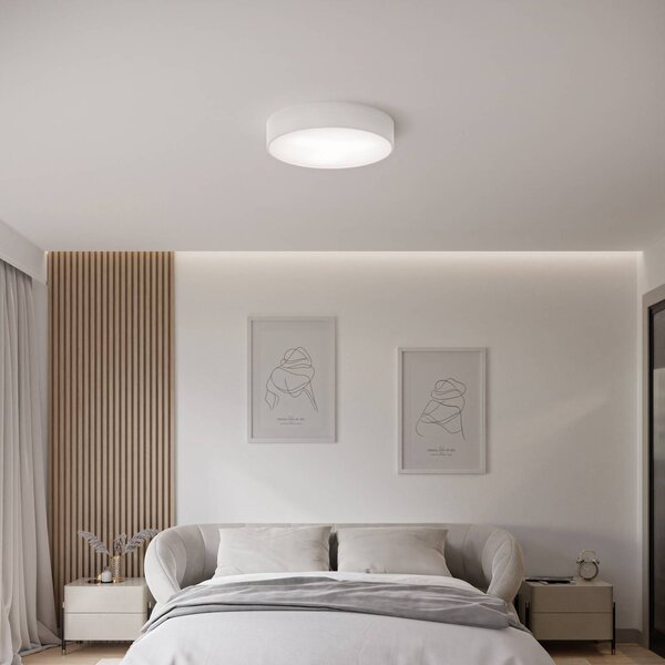 TEMAR LIGHTING Cleo mennyezeti világítás, Ø 40 cm, IP20, fehér, fém, E27, dimmelhető, Fehér / opál, Nappali / Étkező, Modern