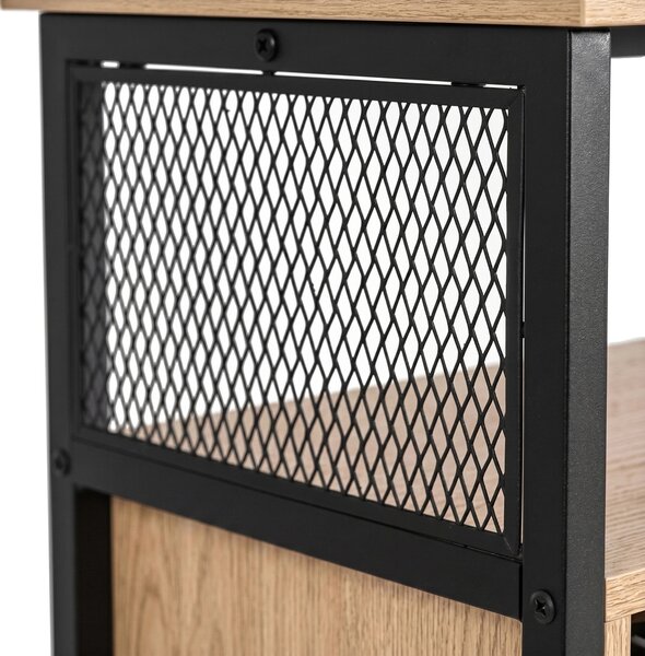 ARLO 100 cm-es komód polcokkal, tölgy/fekete színben