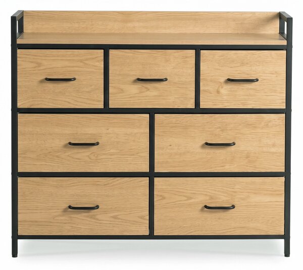 HUDSON 98 cm-es komód fiókokkal, tölgy/fekete színben