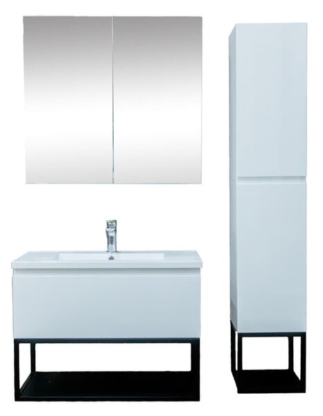 Fürdőszoba készlet mosdóval SAT B-Way fehér fényű KSETBWAY5
