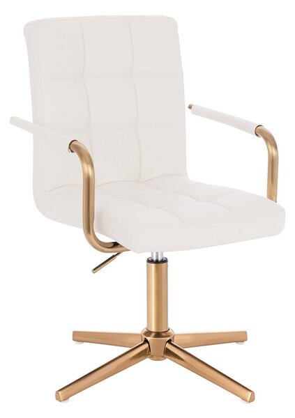 HC1015PCROSS Fehér modern műbőr szék arany lábbal