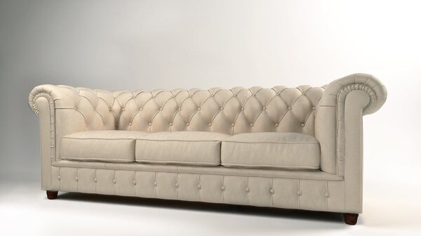 Krémszínű bársony kanapé 230 cm Cambridge – Ropez