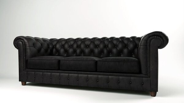 Fekete bársony kanapé 230 cm Cambridge – Ropez