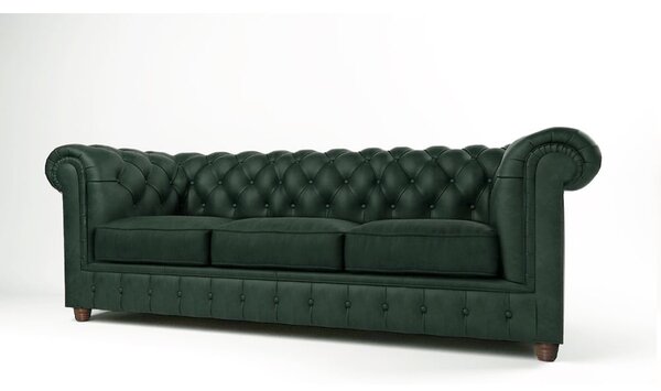 Sötétzöld bársony kanapé 230 cm Cambridge – Ropez